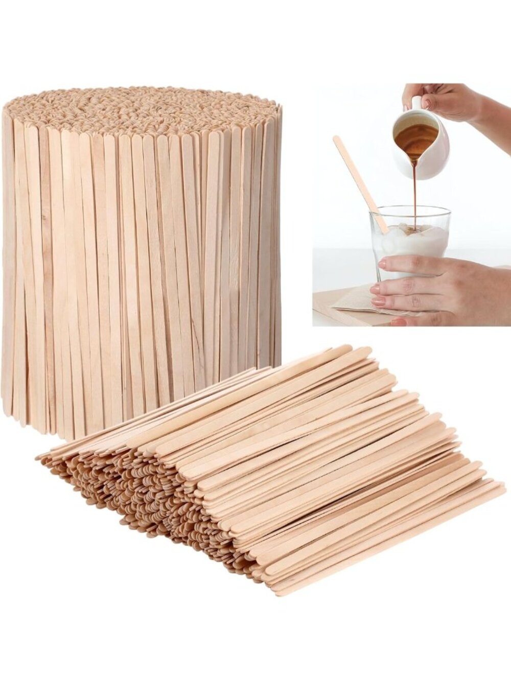 5000 Pcs Disposable Wooden Coffee Stirrers - 7 Inch Birch Drink Mixers for